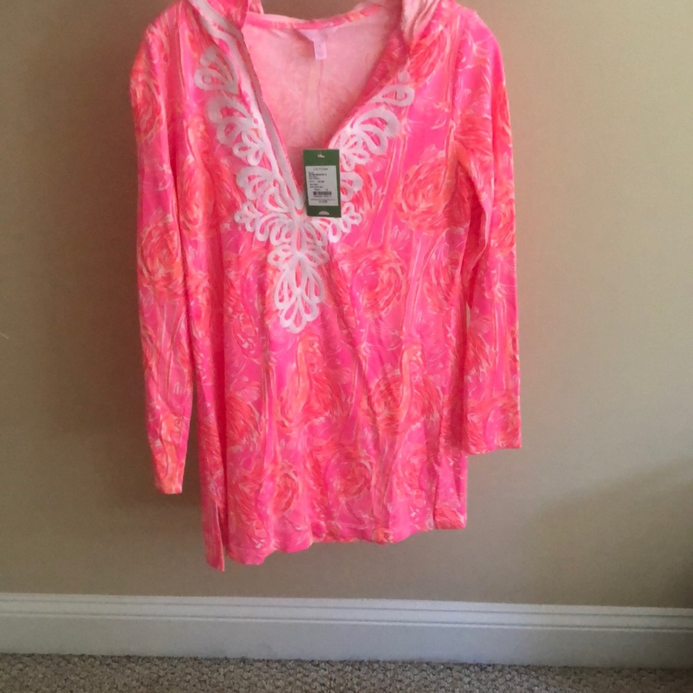 Lilly Pulitzer tappin it back coverup in tiki pink